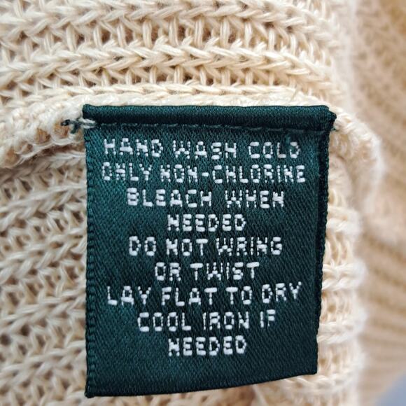 Lauren Ralph Lauren Womens‎ Cardigan M 100% Linen Open Front Knit Sweater Beige - Picture 5 of 6